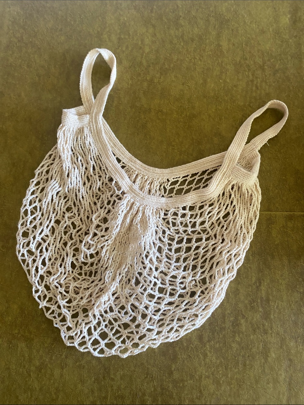 Neutral Cream Mesh Market Tote Bag - Lightweight Women's Bag
